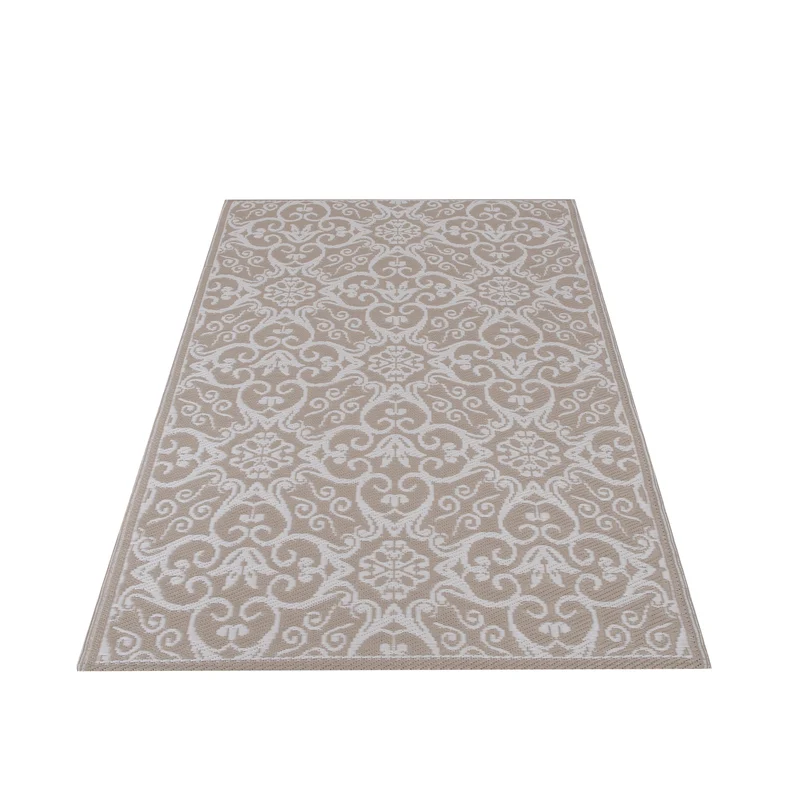 BUITENTAPIJT TAUPE-WIT 118X180CM GERECYCLED