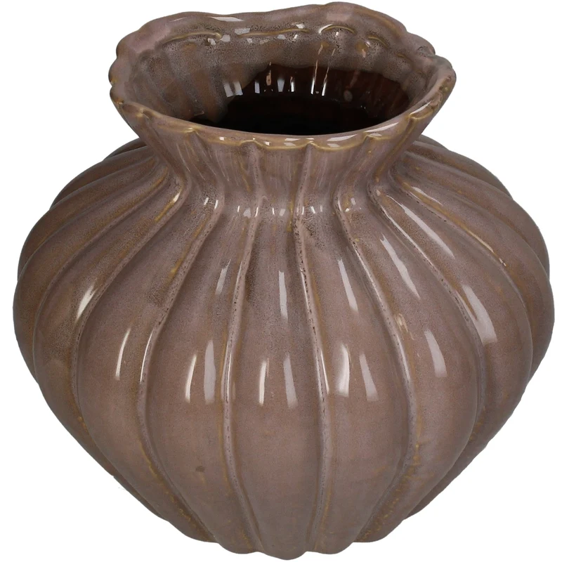 Stoneware vase pink 20x20x17.5cm