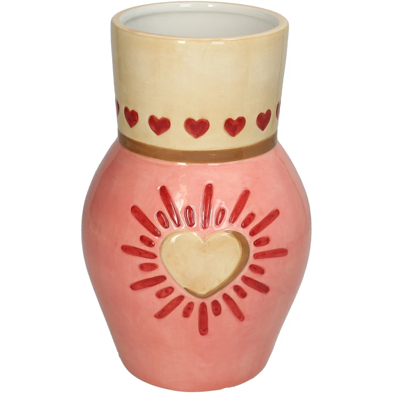 Vase Heart Dolomite Multi 14.5x14.5x23cm