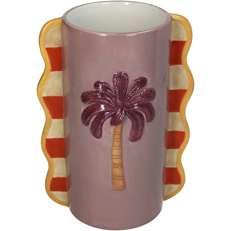 Vase Palm Tree Dolomite Multi 16.5x11.5x23.3cm