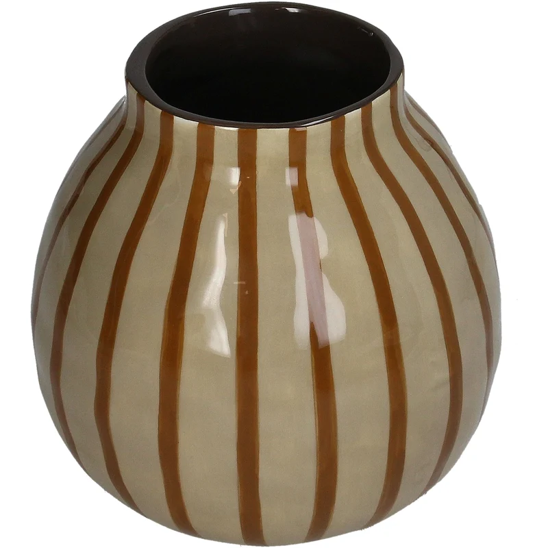 Vase Stripes Dolomite Brown 13.6x13.6x13.7cm
