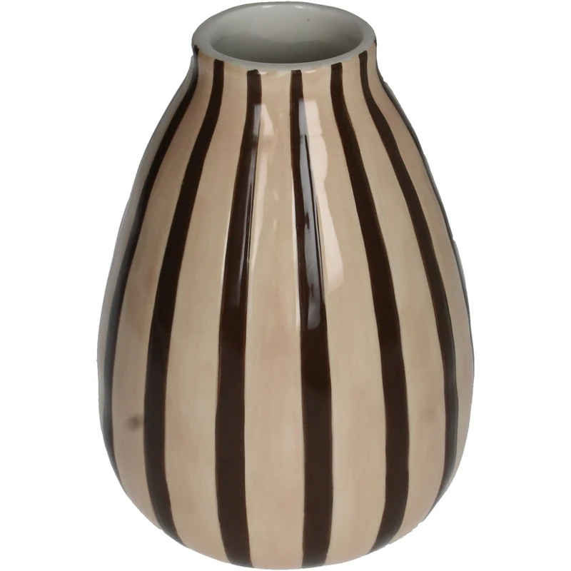 Vase Stripes Dolomite Brown 12x12x18cm