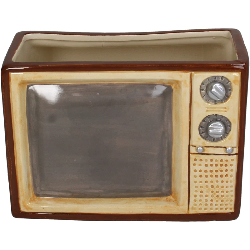 Planter Retro TV Dolomite Multi 21x16.5x15cm