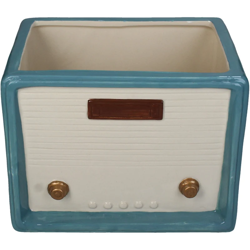 Planter Retro Radio Dolomite Multi 20.2x15.2x14.7cm