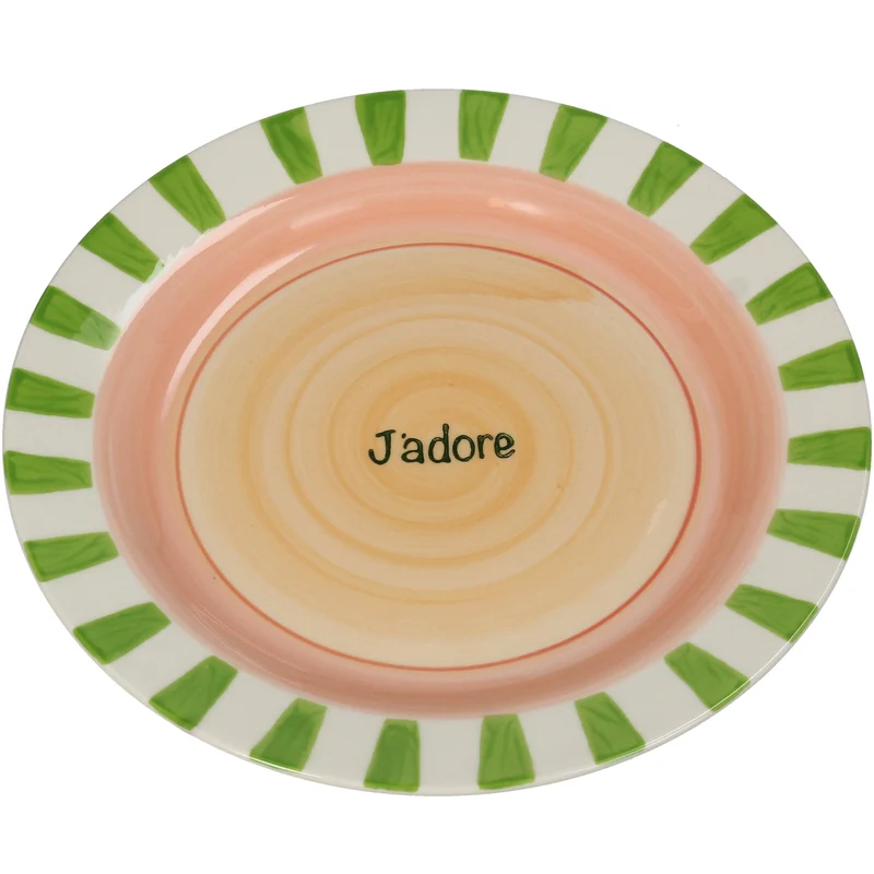 Plate Stripes J'adore Stoneware Multi 22x22x2.5cm