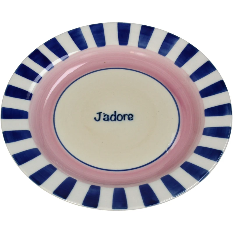 Plate Stripes J'adore Stoneware Multi 22x22x2.4cm
