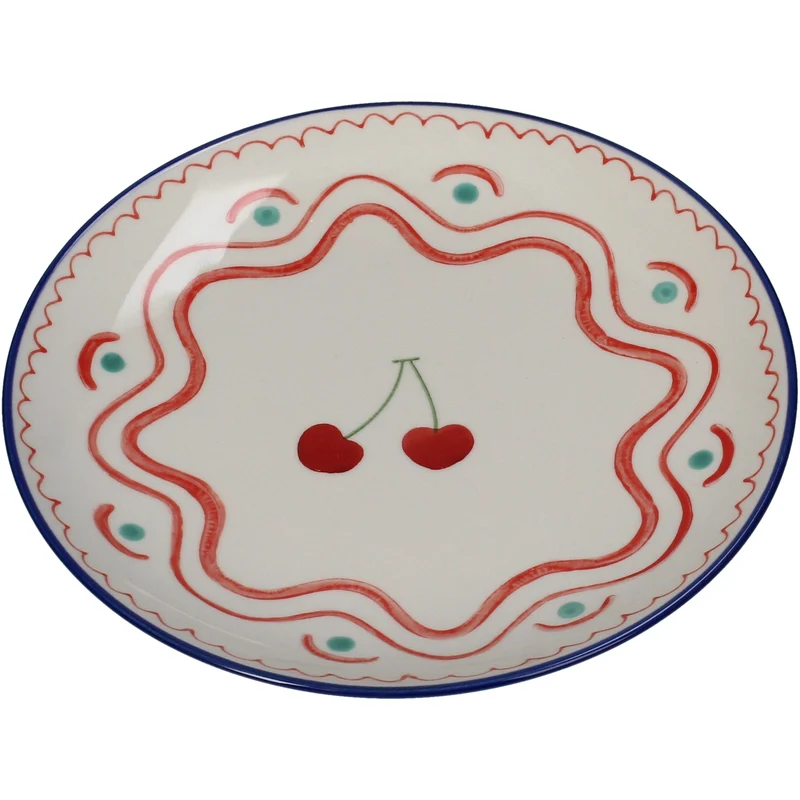 Plate Cherry Stoneware Multi 21x21x2.3cm