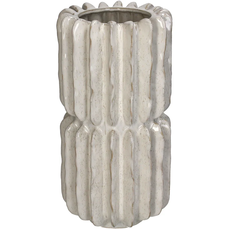 Vase Ridges Stoneware Ivory 15.5x15.5x30.5cm