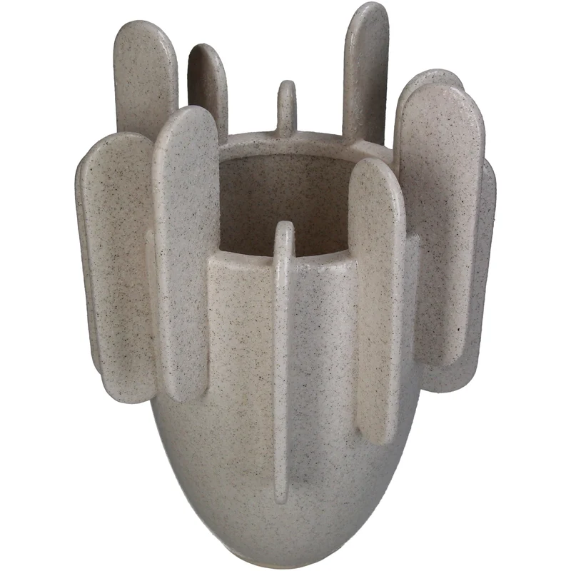 Vase Discs Stoneware Ivory 22x22x33cm