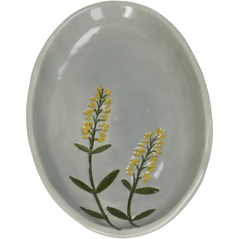Plate Flower Porcelain Grey 19.7x12x2cm