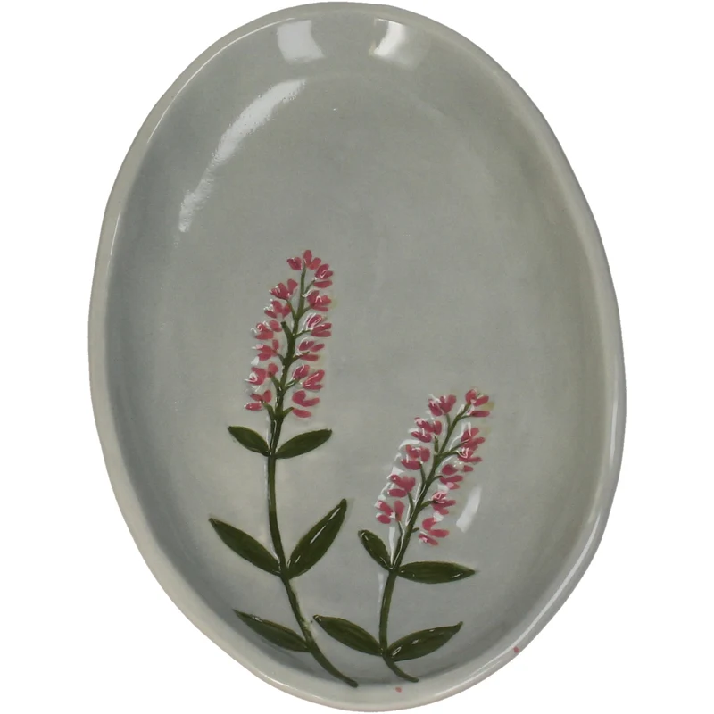 Plate Flower Porcelain Grey 19.7x12x1.8cm