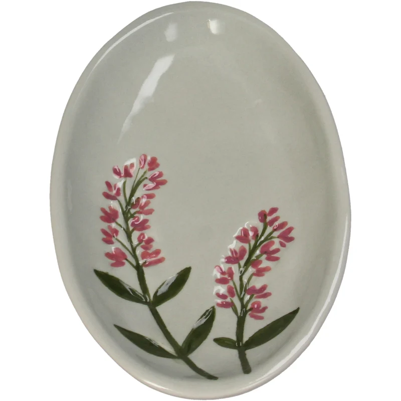 Plate Flower Porcelain Grey 14.5x8.9x1.5cm