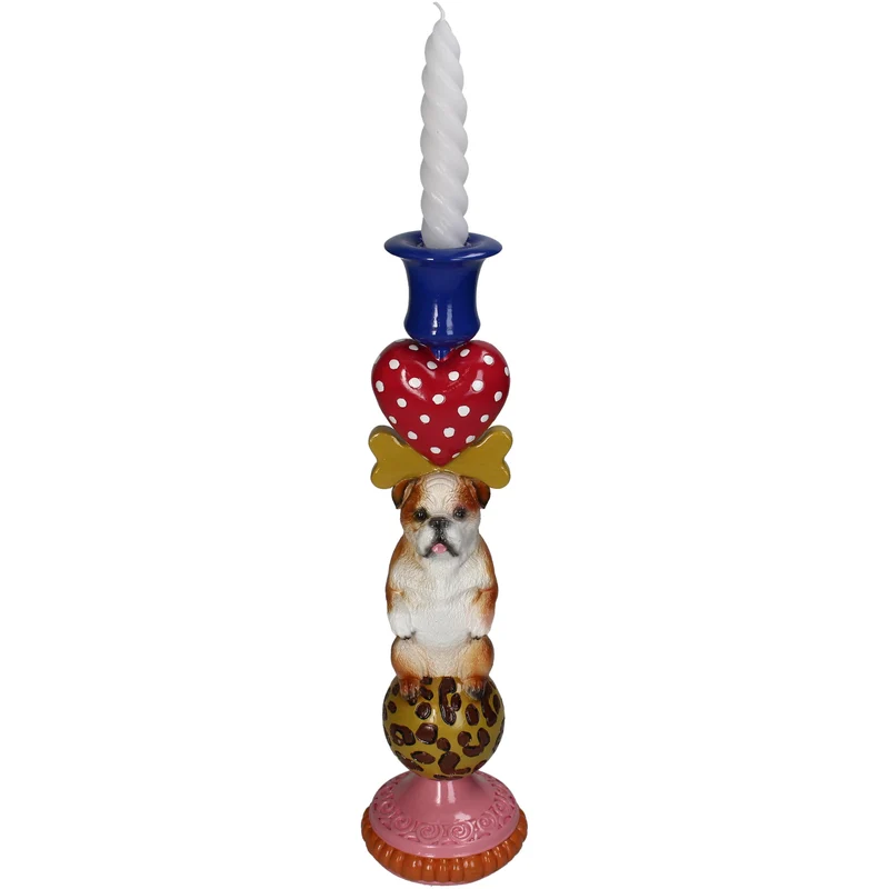 Candle Stick Dog Polyresin Multi 10x10x36cm