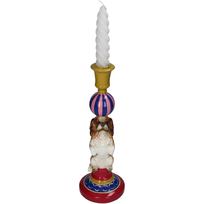 Candle Stick Dog Polyresin Multi 10x10x29cm