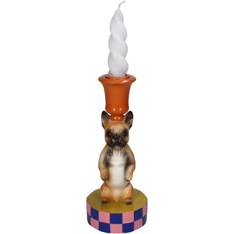 Candle Stick Dog Polyresin Multi 8x8x19cm