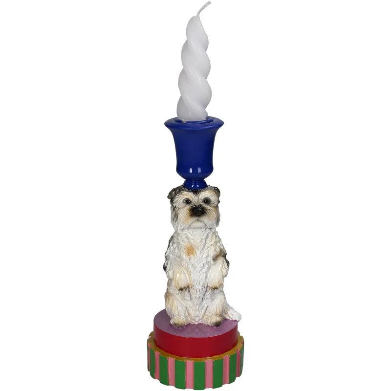 Candle Stick Dog Polyresin Multi 8.5x8.5x21cm