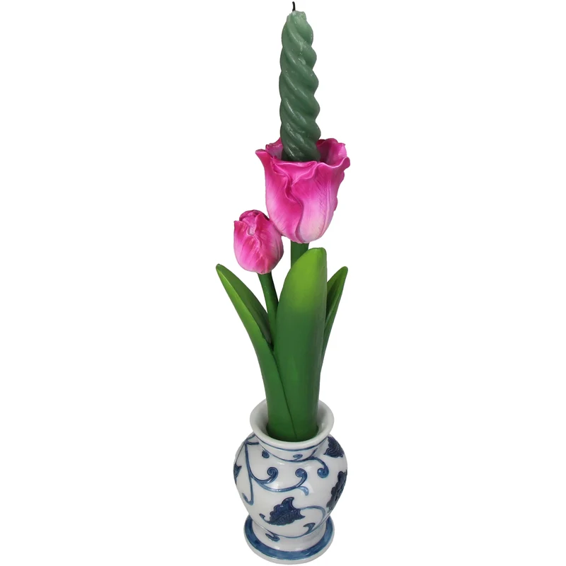 Candle Stick Tulip Polyresin Purple 9.5x9x31cm