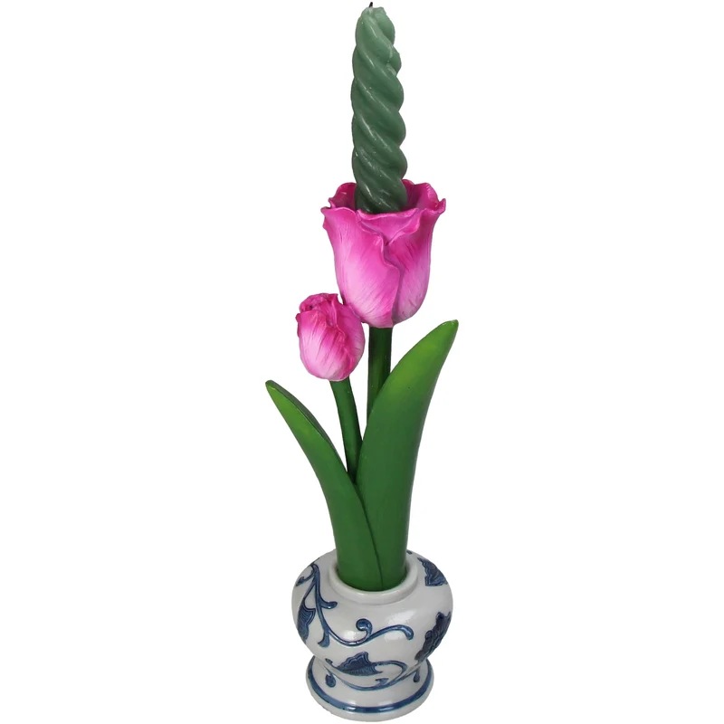 Candle Stick Tulip Polyresin Purple 9.5x9x27cm