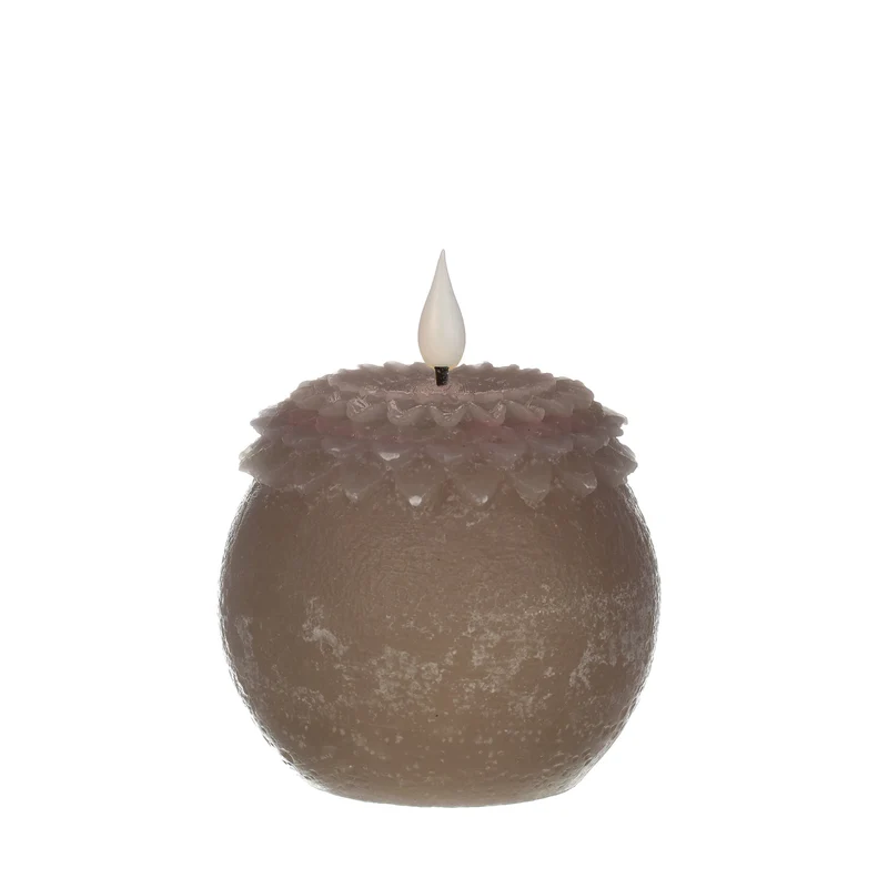 LED wax bloem parel Ø9 h.12 cm mauve met timer