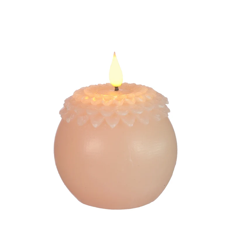 LED wax bloem parel Ø9 h.12 cm wit roze met timer