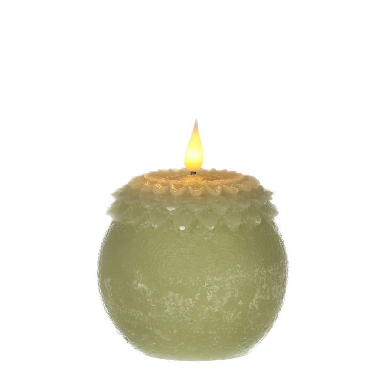 LED wax bloem parel Ø9 h.12 cm linde groen met timer