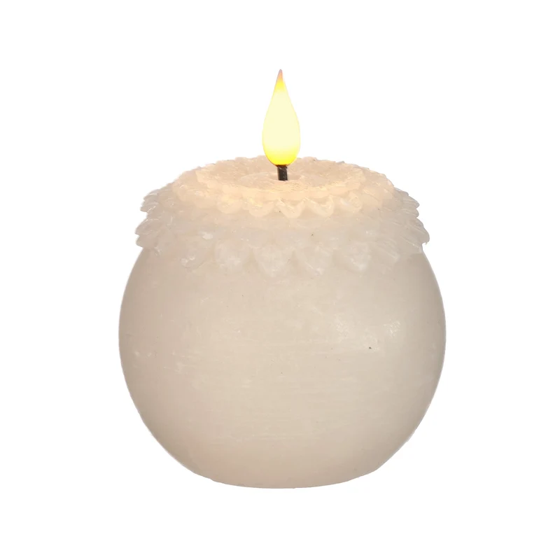 LED wax bloem parel Ø9 h.12 cm crème met timer