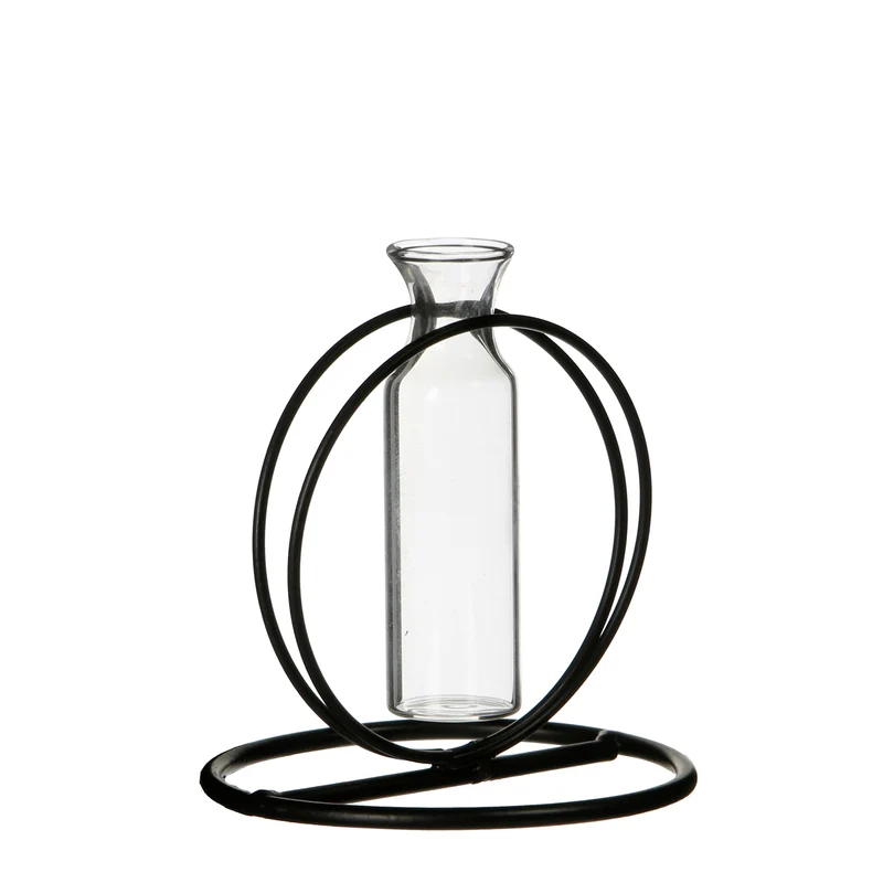 Metalen cirkel D10 H10cm zwart met reageerbuis