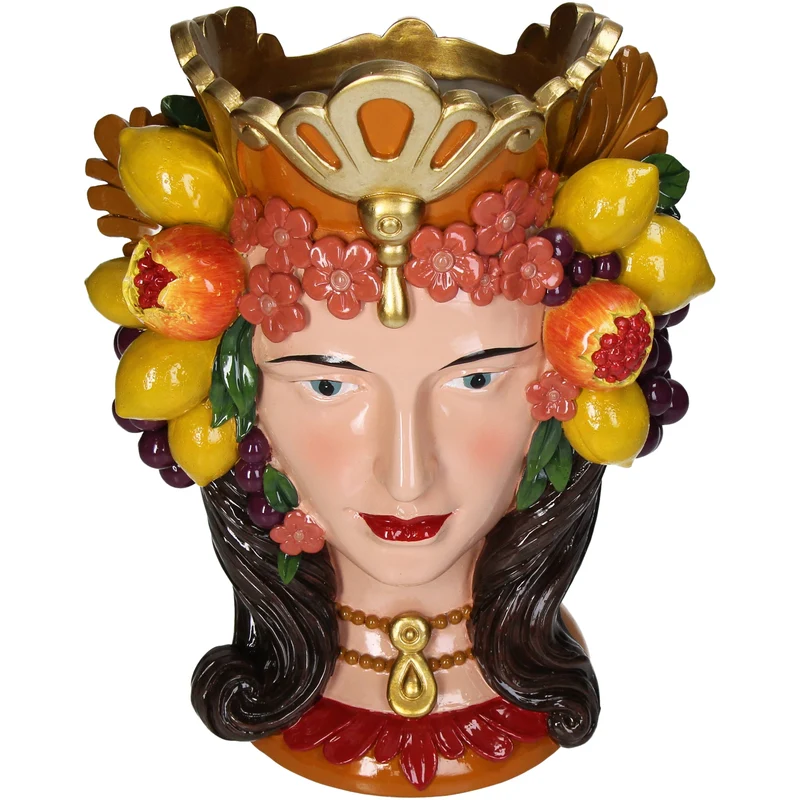 Vase Lady Fruits Polyresin Multi 22.5x16.5x30cm