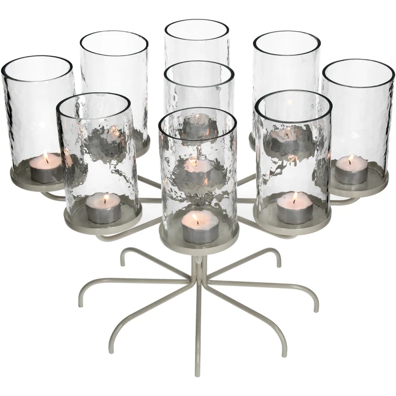 Candle Holder Metal Ivory 42x34x31cm with glasses
