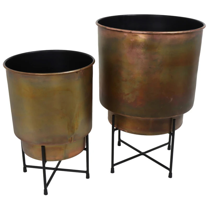 Set/2 Planters Metal Bronze 40x40x60cm