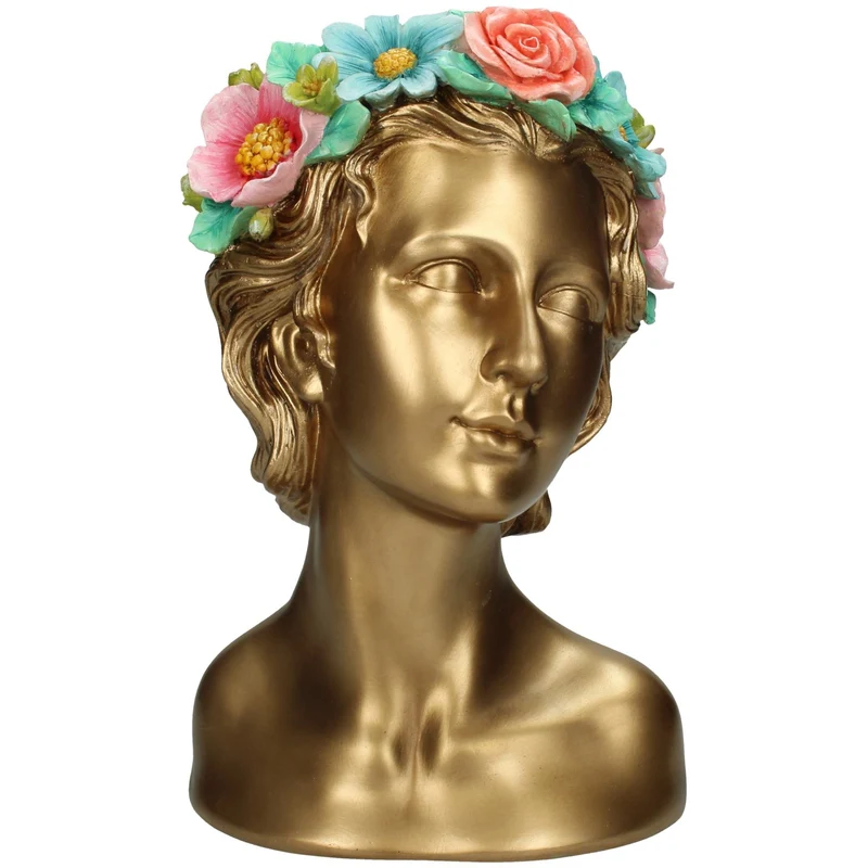 Vase Lady Flowers Polyresin Multi 29x19x18cm