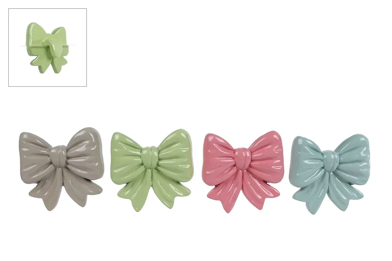 Pothanger "Bow" 4 assortie polystone 5,5x5,5x2,5cm