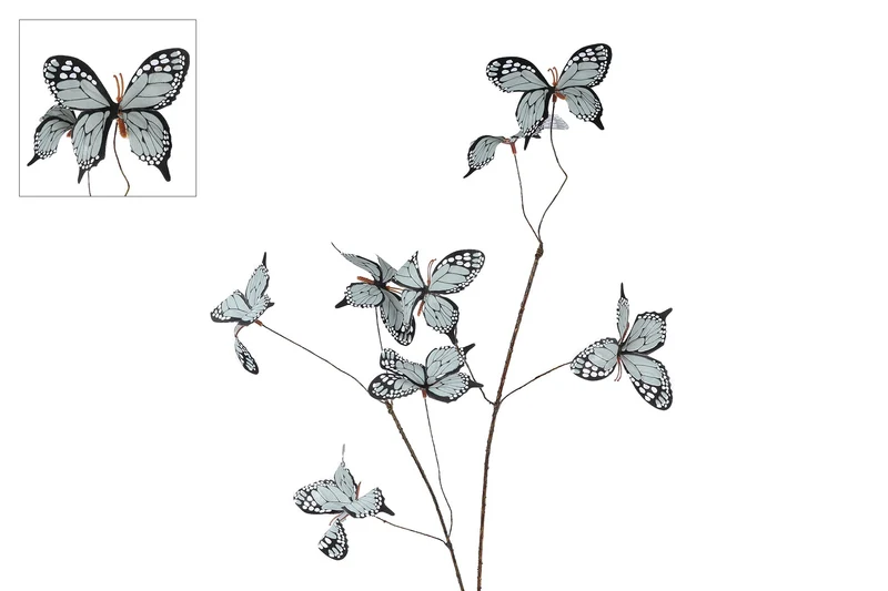Kunsttak "Vlinder" grijs 77cm