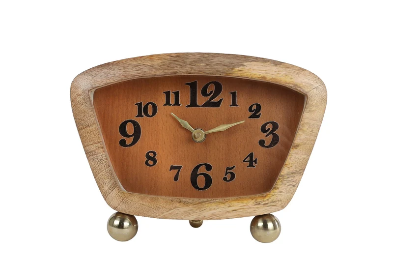 Klok "Coosje" naturel hout 1xAAex 21x6,5x17cm