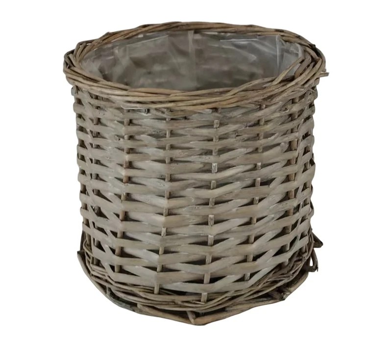 Mand riet cilinder grijs D20 H17cm