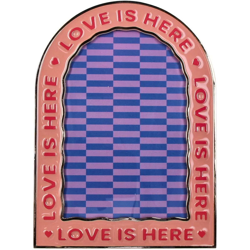 Photo Frame Zinc Pink Alloy 10x15cm ''love is here''