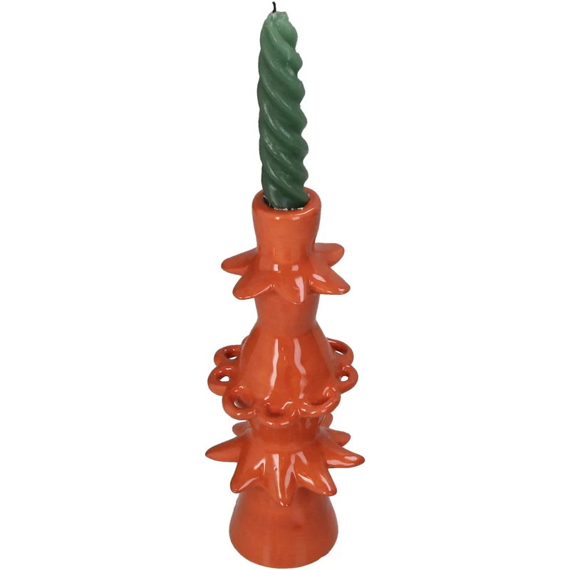 Candle Stick Stoneware Terra 9x9x23.5cm