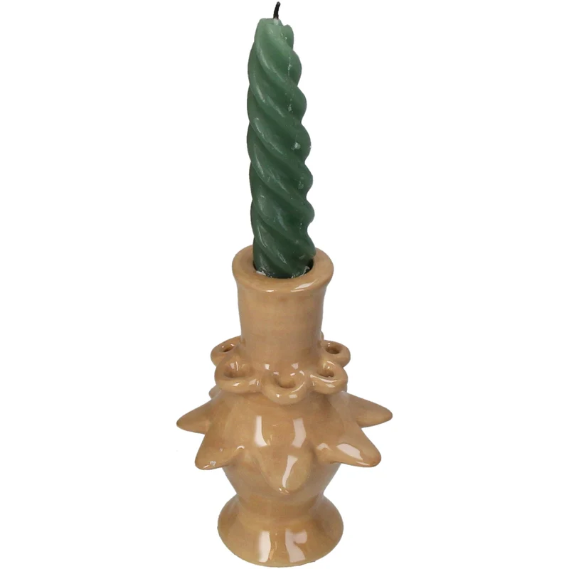 Candle Stick Stoneware Brown 8.8x8.8x13cm