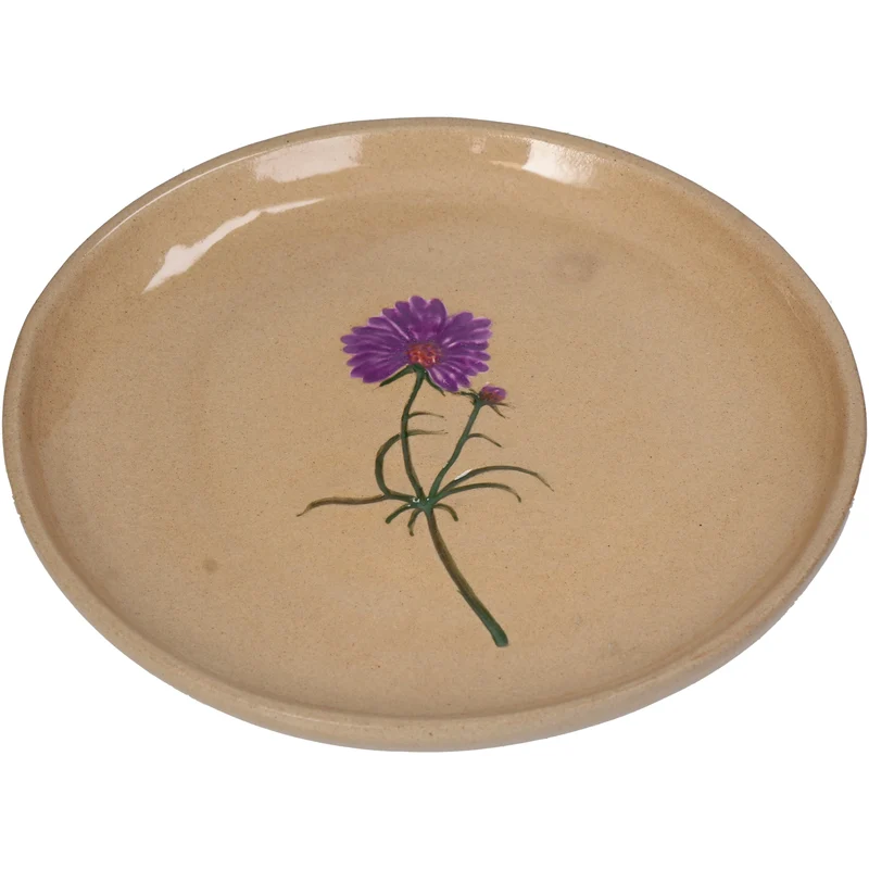 Plate Flower Stoneware Beige 20.2x20.2x2.3cm