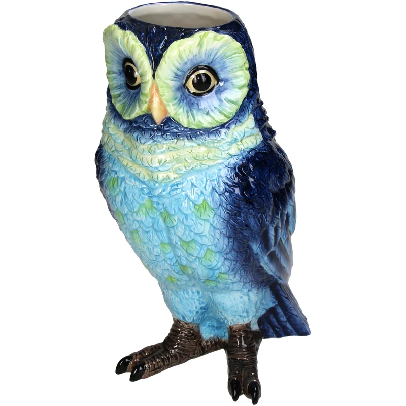 Vase Owl Dolomite Blue 17x15.6x21.3cm