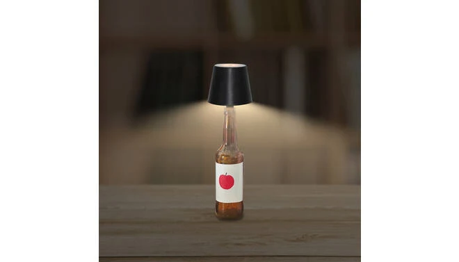 FLESSENLAMP 10X8CM ZWART USB OPLAADBAAR/ DIMBAAR