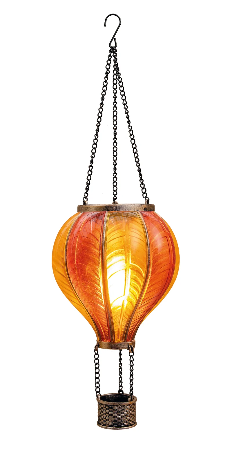 LUCHTBALLON SOLAR 20LED MET VLAMEFFECT 14X45CM GEEL/ORANJE