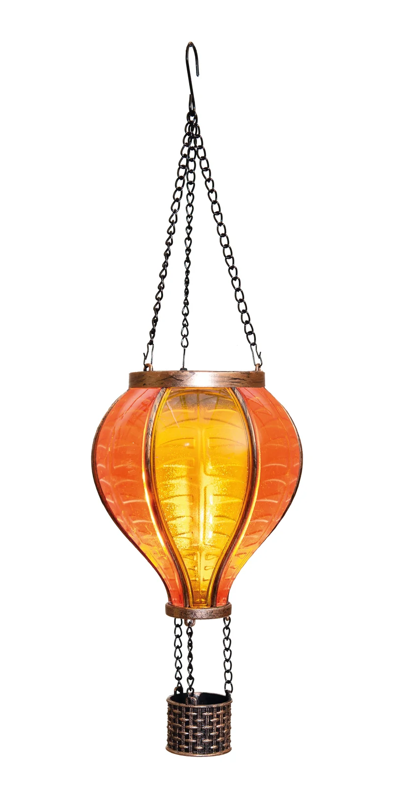 LUCHTBALLON SOLAR 12LED MET VLAMEFFECT 11X36CM GEEL/ORANJE