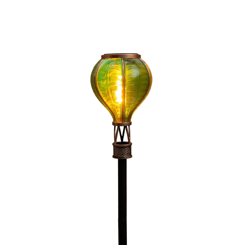 LUCHTBALLON SOLAR OP STEKER 12LED MET VLAMEFFECT 11X57CM GROEN