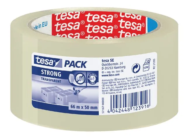 Rol Verpakkingstape Tesa 57167 Pp 50mmx66m Low Noise Transparant