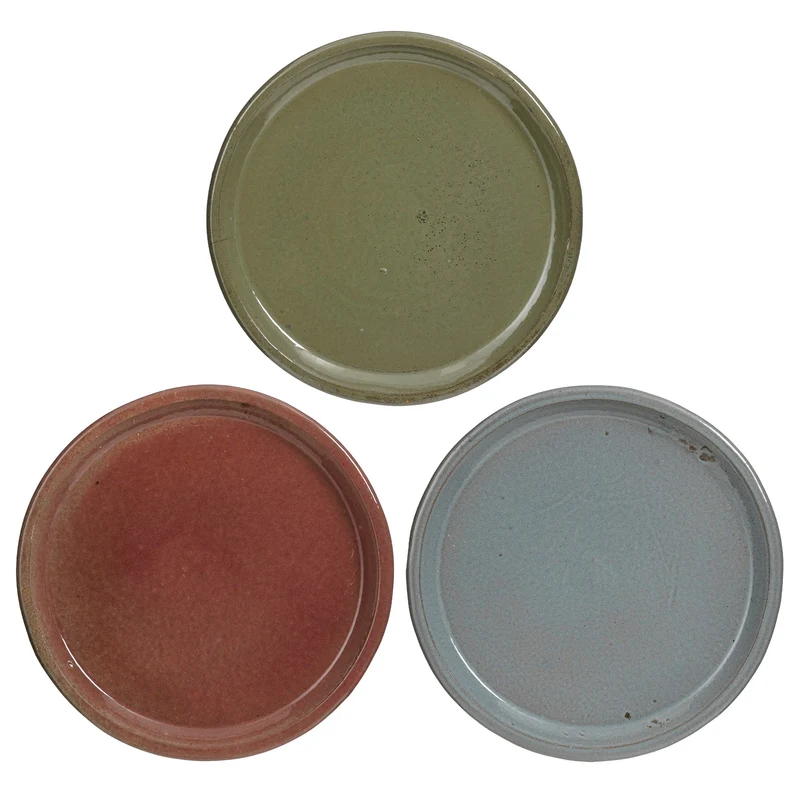Madrid saucer round dusky pink grey green 3 assorted - h5xd49cm