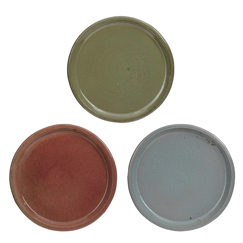 Madrid saucer round dusky pink grey green 3 assorted - h4xd43cm