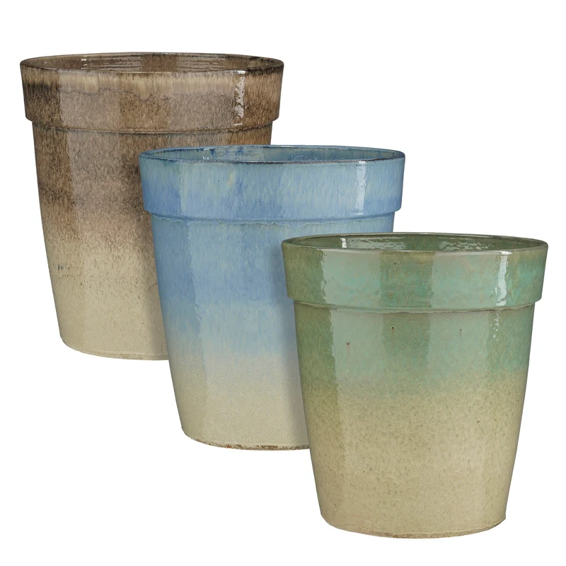 Madrid pot round l. blue brown mint green 3 assorted - h62xd59,5cm