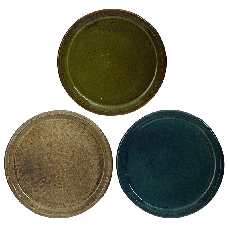 Madrid saucer round cream d. green d. blue 3 assorted - h5xd49cm