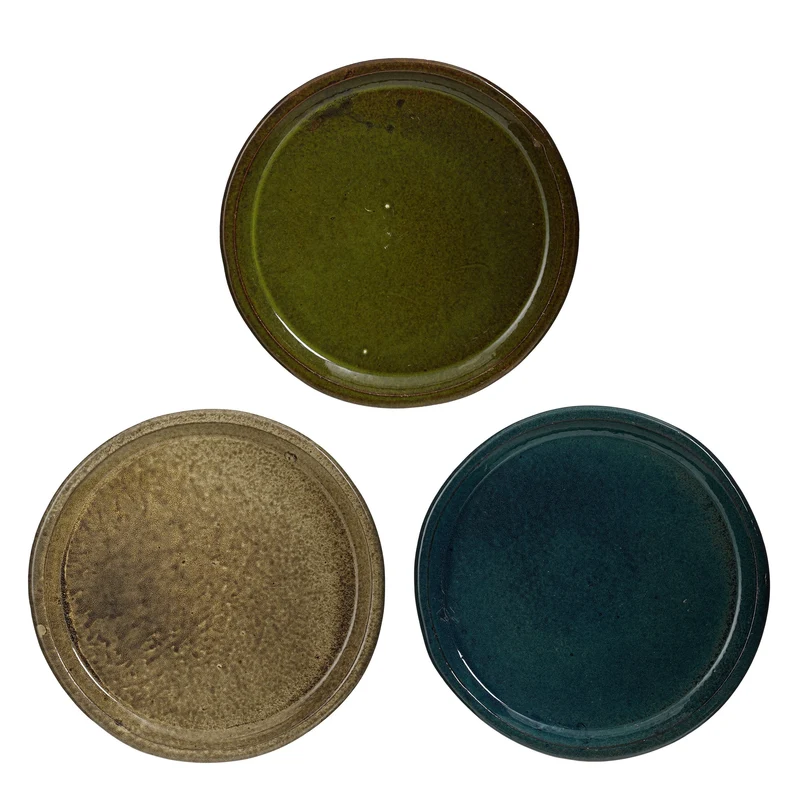 Madrid saucer round cream d. green d. blue 3 assorted - h4xd43cm